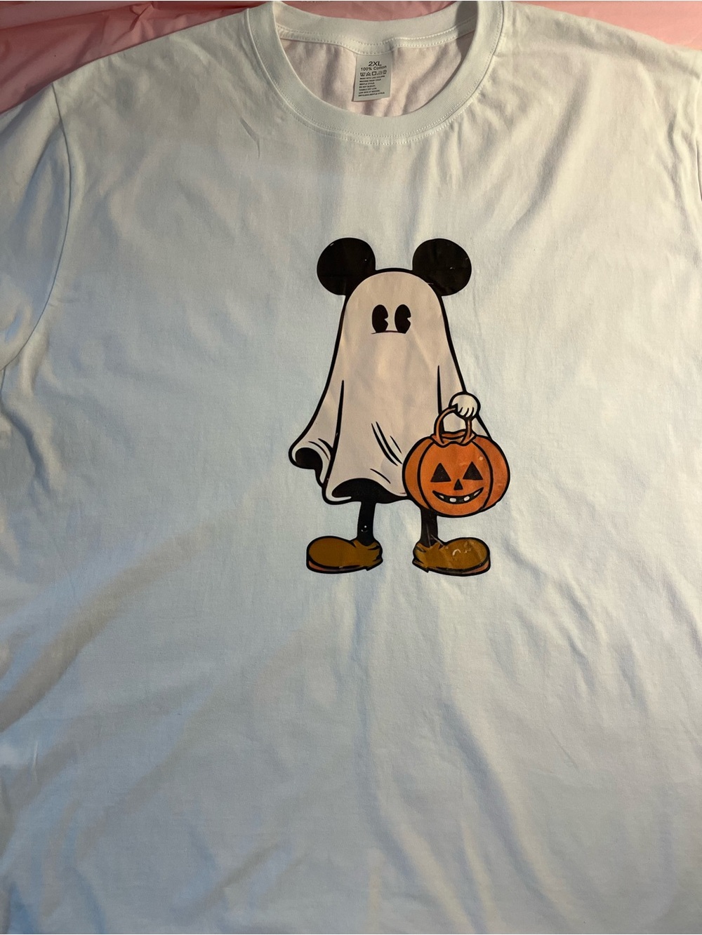 & Other Stories White Short Sleeve Tee with Ghost Character and Pumpkin Graphic
